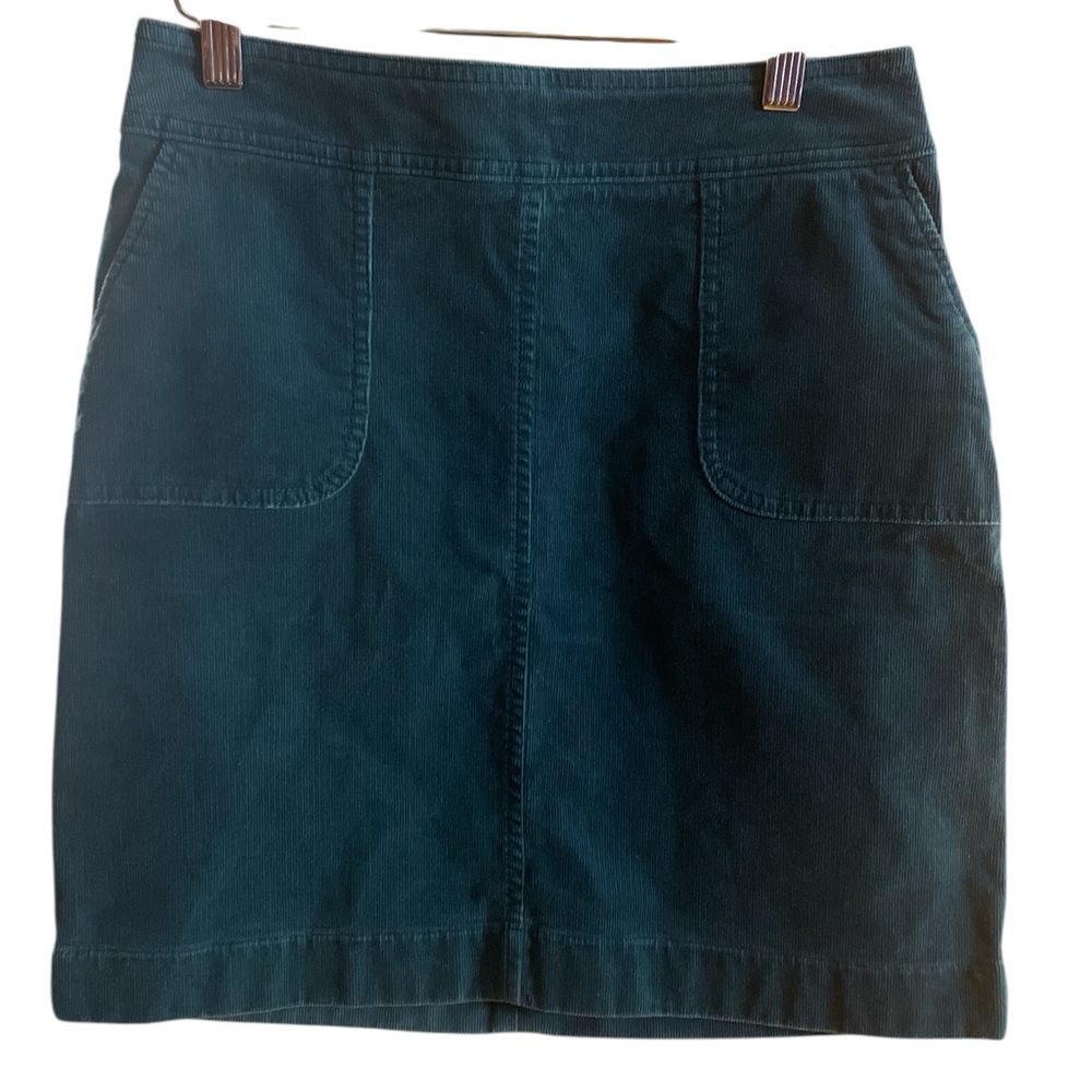 Talbots Petite Turquoise Corduroy Skirt 0P Pocketed Cotton Blend - Picture 3 of 7